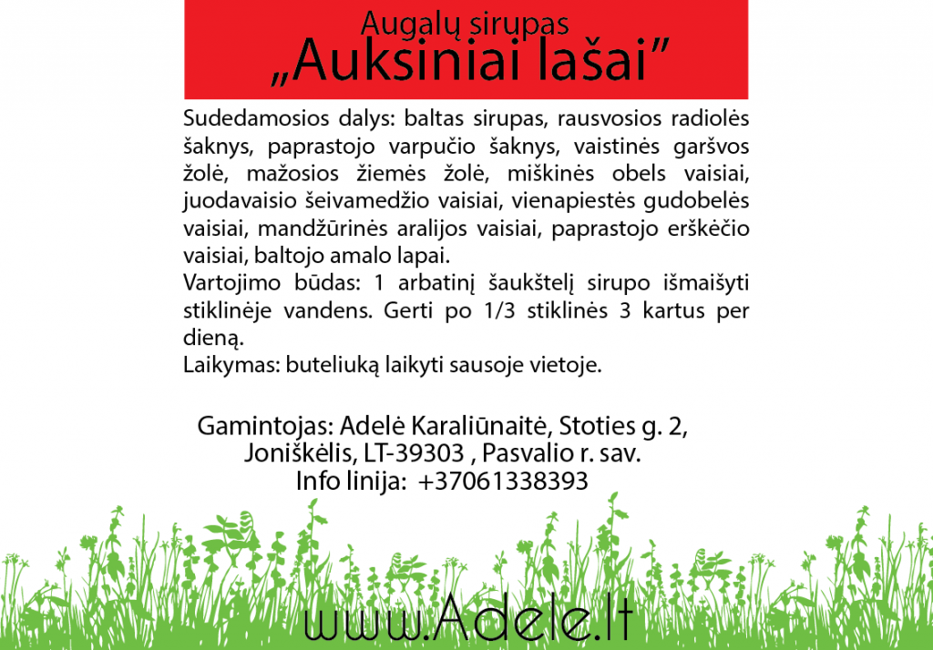 Augalų sirupas "Auksiniai lašai"