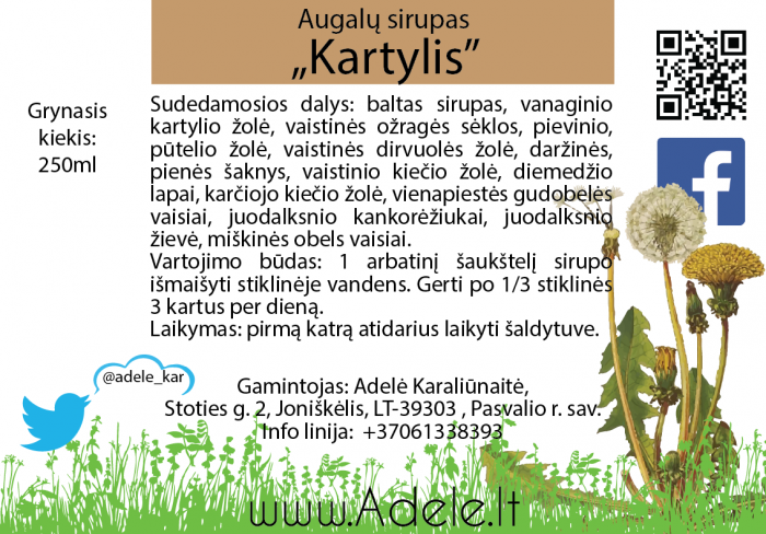Augalų sirupas "Kartylis"