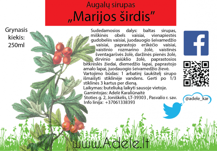 Augalų sirupas	"Marijos širdis"