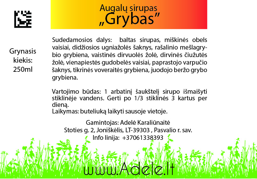 Augalų sirupas "Grybas"